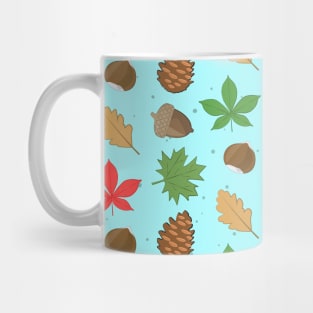 Colorful Autumnal Season - Nature Pattern on Blue Background Mug